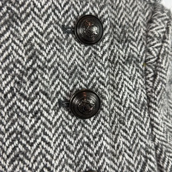Zara Gray Tweed Wool Blend Button Military Zip Front Flared Peacoat Jacket small - Picture 4 of 8